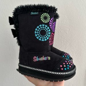 Skechers Twinkle Toes black boots baby sz: 5